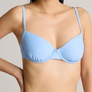 NWT QUINCE Italian Demi Bikini Top Clear Blue Sky